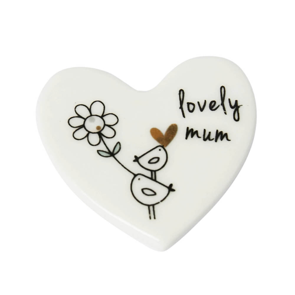 Lovely Mum | Mini Porcelain Heart Token | Little Gift | Cracker Filler