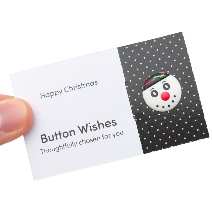 Happy Christmas | Snowman | Button Wishes Sew On Token | Cracker Filler