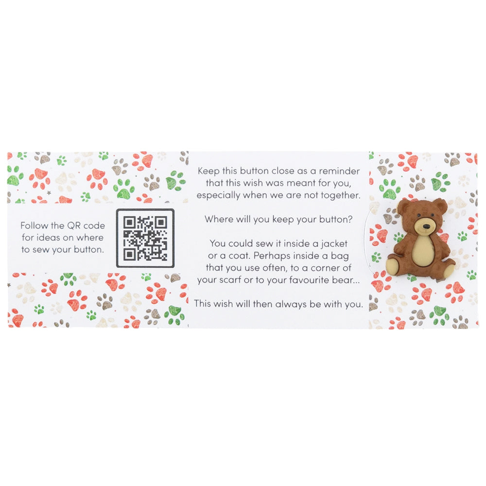 Merry Christmas | Teddy Bear | Button Wishes Sew On Token | Cracker Filler