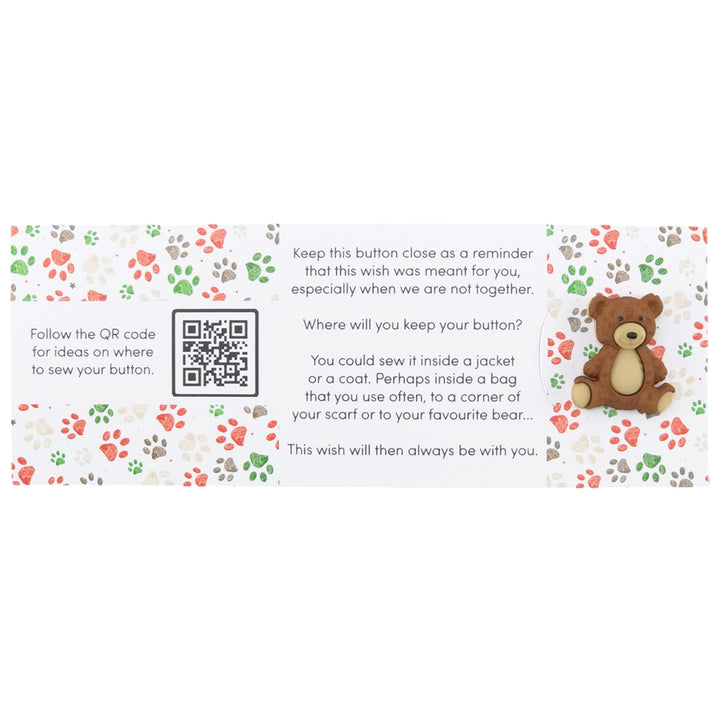 Merry Christmas | Teddy Bear | Button Wishes Sew On Token | Cracker Filler