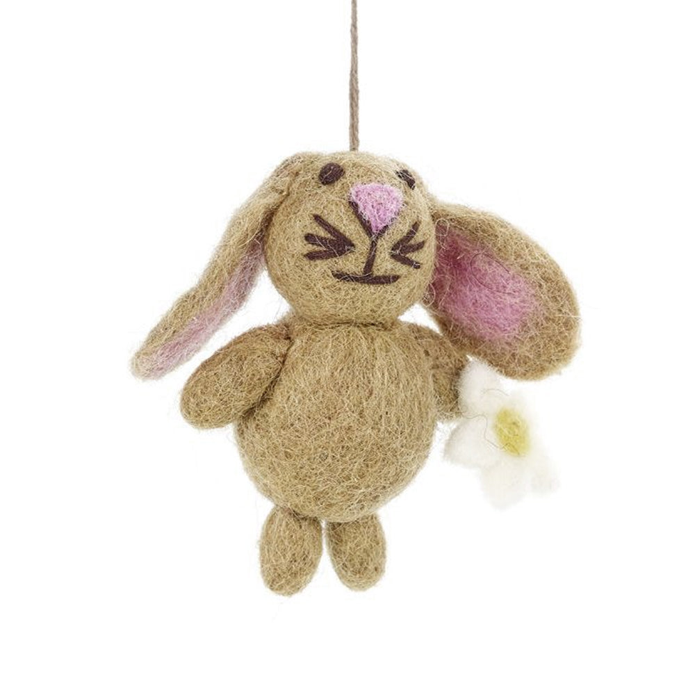 3 Hand Felted Easter Bunny Rabbits | Hanging Easter Tree Decoration | Fairtrade Felt