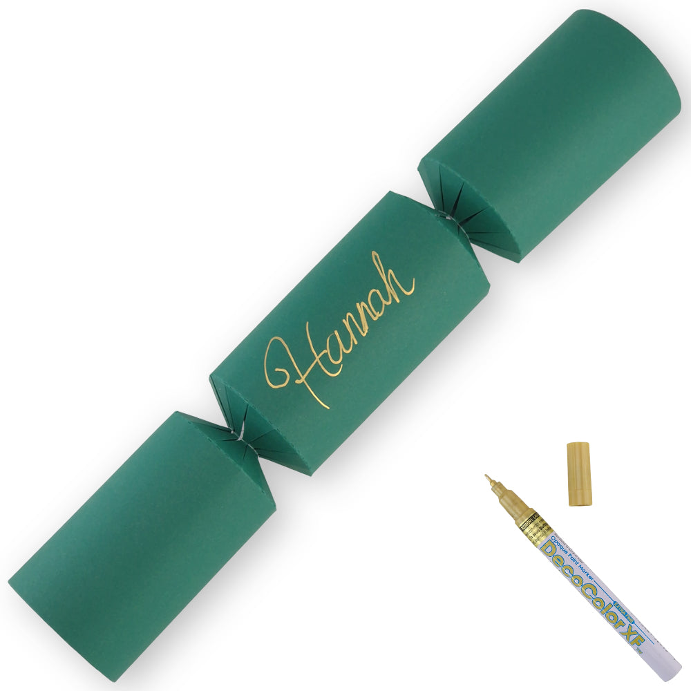 Rich Green | 12 Personalise Your Own Crackers | Make &amp; Fill Your Own | With Pen