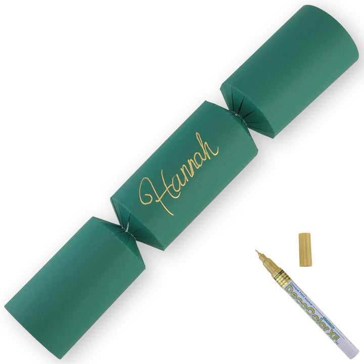 Rich Green | 12 Personalise Your Own Crackers | Make & Fill Your Own | With Pen