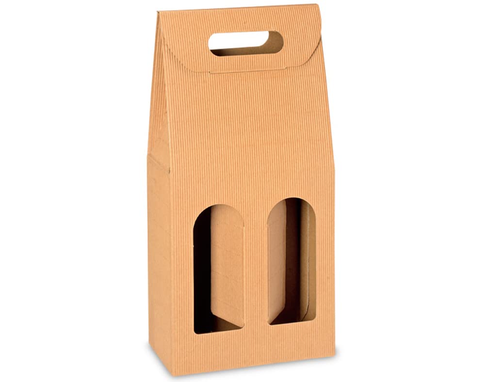 Kraft Cardboard Wine Bottle Gift Box for 2 Bottles