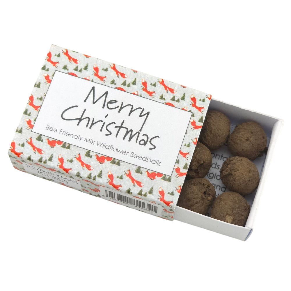 Christmas Fox | Merry Christmas | Bee Mix 6 Seedballs | Cracker Filler Gift