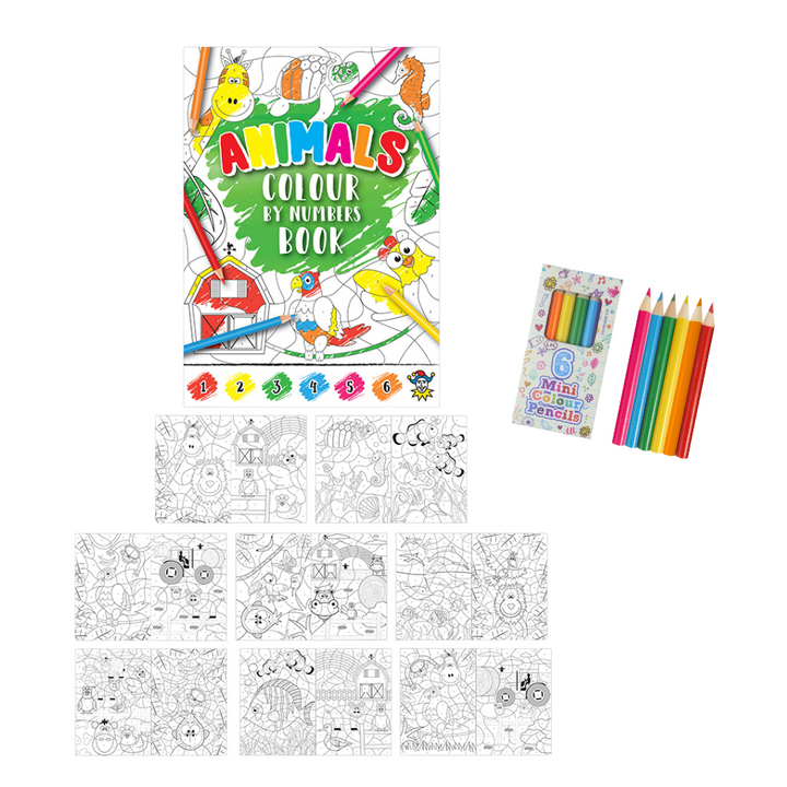 Mini Colour by Numbers Book for Kids | Little Gift | Optional Pencil Crayons
