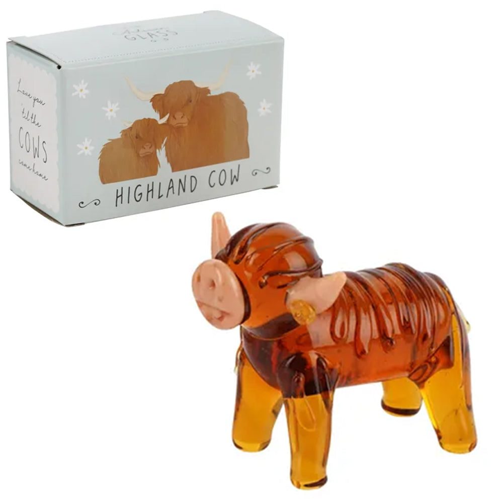 Gorgeous Mini Glass Highland Cow Ornament | Cracker Filler | Little Gift