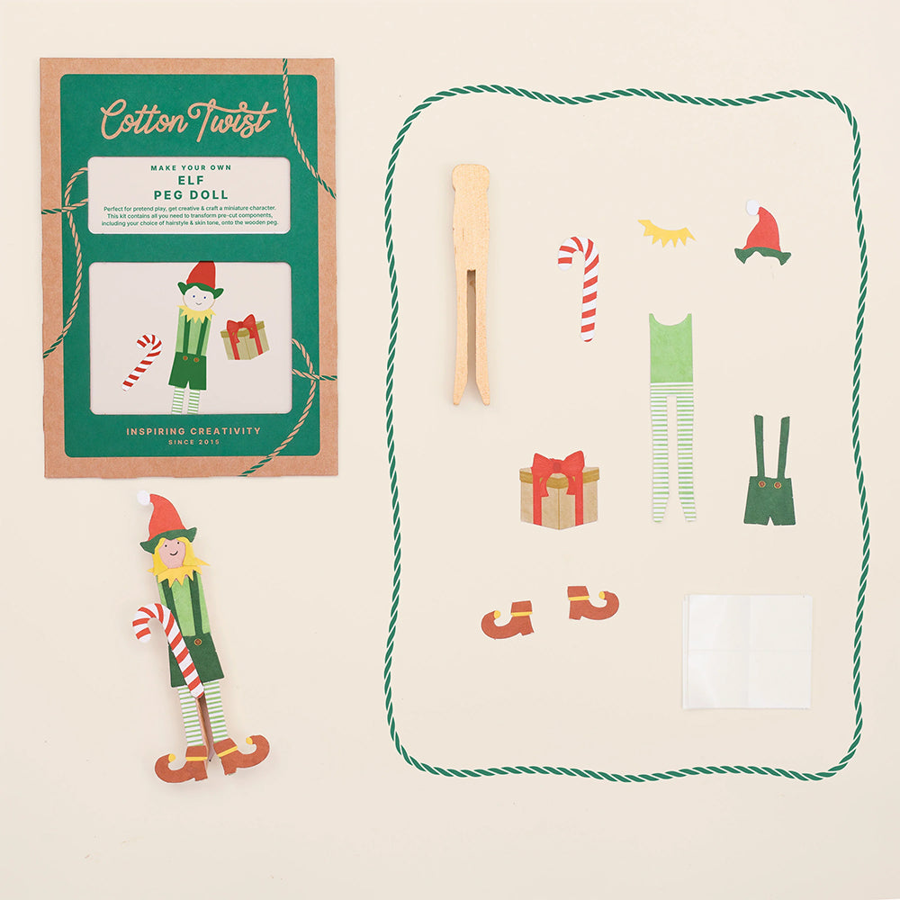 Make Your Own Elf Peg Doll | Complete Sustainable Christmas Craft Kit for Kids