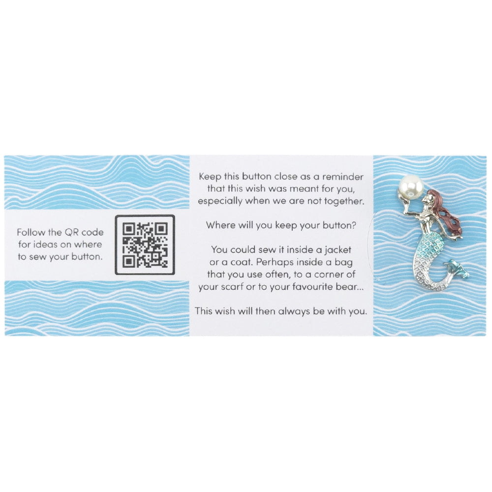 You Are Beautiful | Diamante Mermaid | Button Wishes Sew On Token | Mini Gift