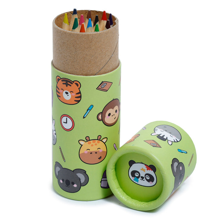 Cute Zoo | Tube of Pencil Crayons for Kids | Single | Mini Gift | Cracker Filler