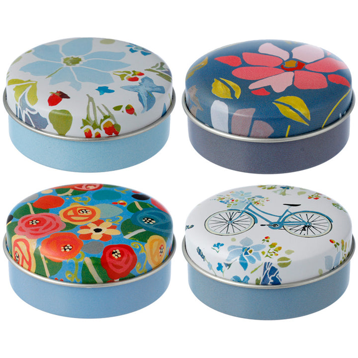 Pretty Blue Floral Lip Balm in Tin | Single | Mini Gift | Cracker Filler