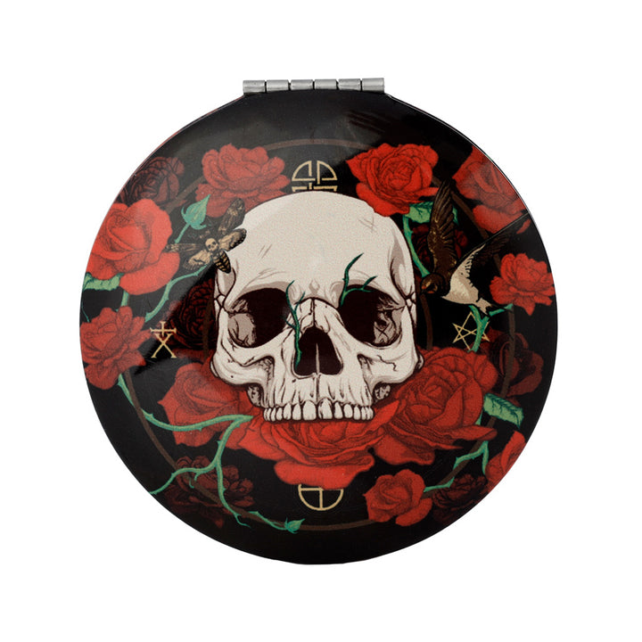 Skulls and Roses Compact Mirror | Gothic | Mini Letterbox Gift