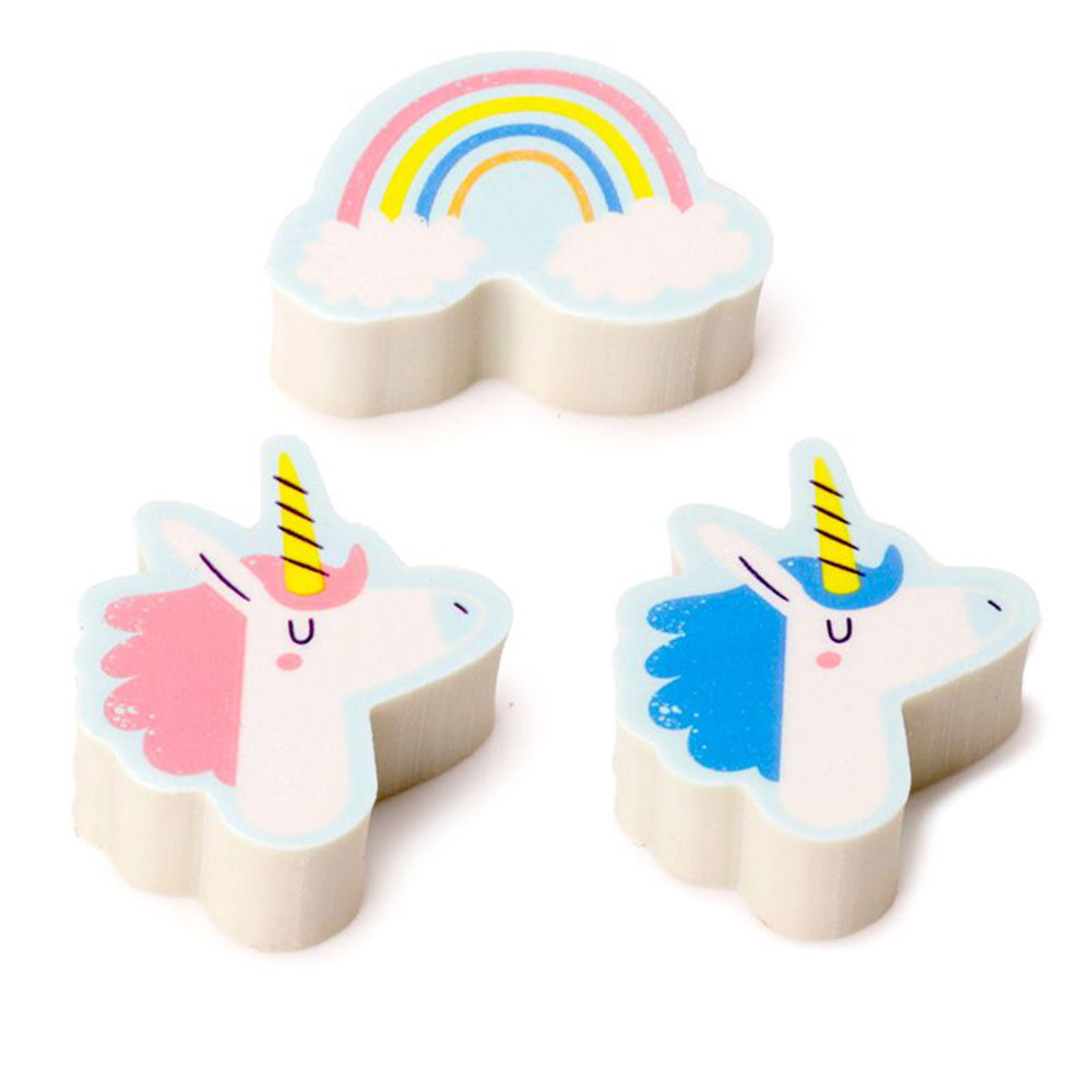 Rainbow Unicorn | 3 Piece Eraser Set | Mini Gift | Cracker Filler