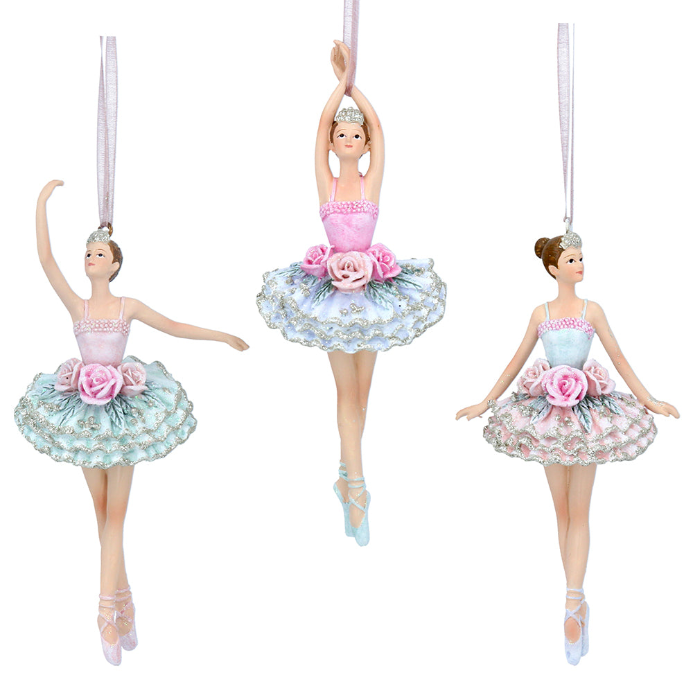 Single 13cm Pastel Rose Ballerina Christmas Tree Bauble Ornament | Gisela Graham