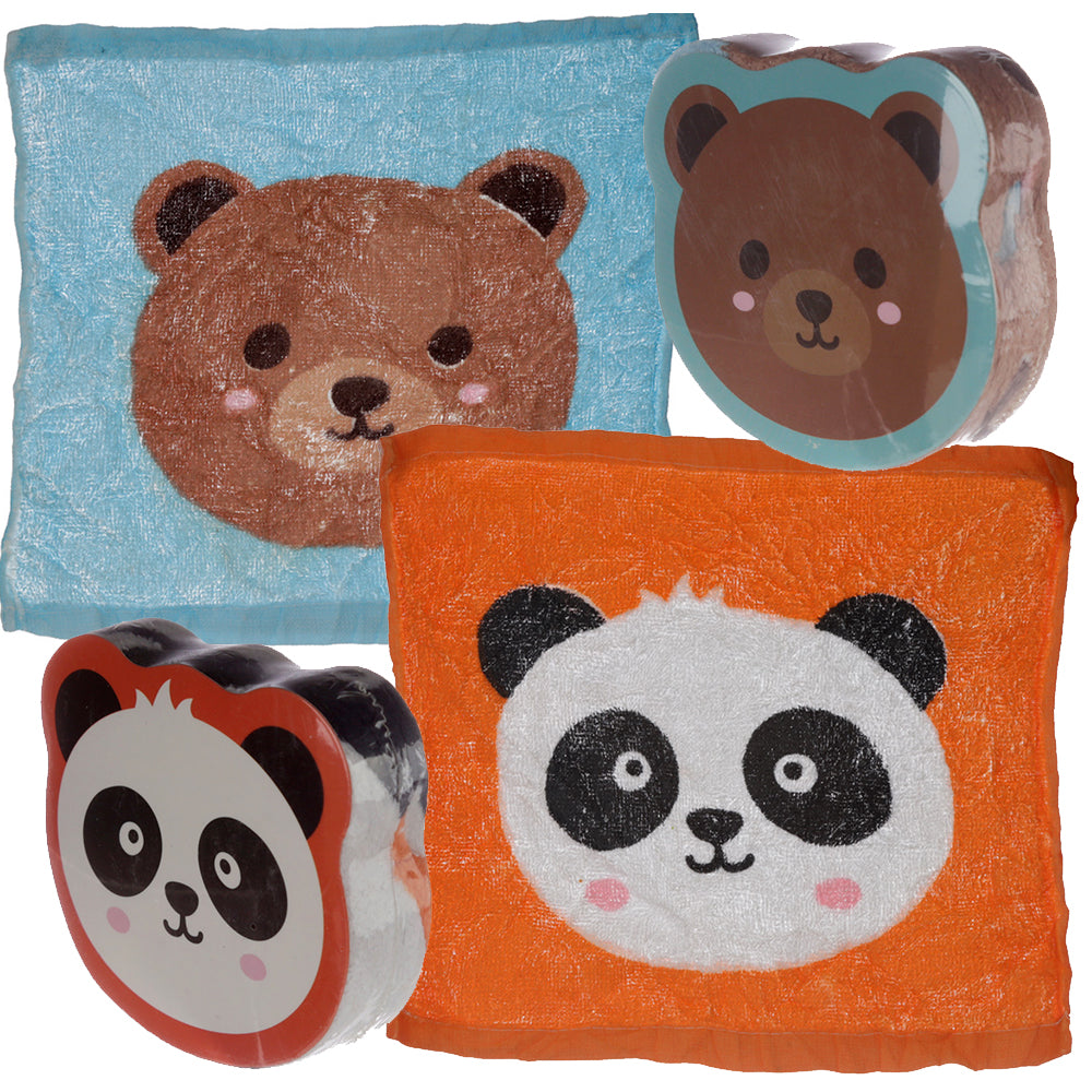 Bear or Panda | Compressed Flannel | Single | Mini Gift | Cracker Filler