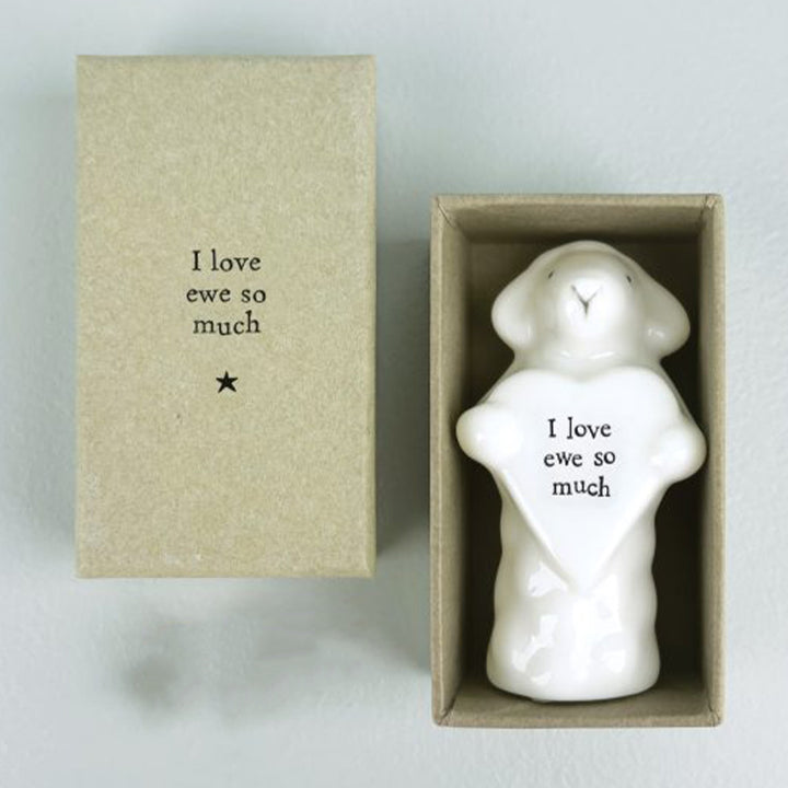 I Love Ewe So Much | Porcelain Sheep &amp; Heart | Little Gift | Cracker Filler