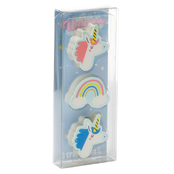 Rainbow Unicorn | 3 Piece Eraser Set | Mini Gift | Cracker Filler