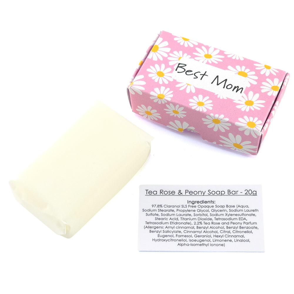 Best MOM | Tea Rose & Peony | 20g Travel Soap Bar | Little Gift | Cracker Filler