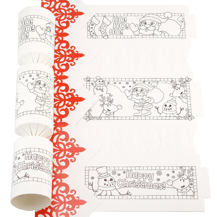 6 Kids Colour In Christmas Cracker Making Craft Kit - Make &amp; Fill Your Own