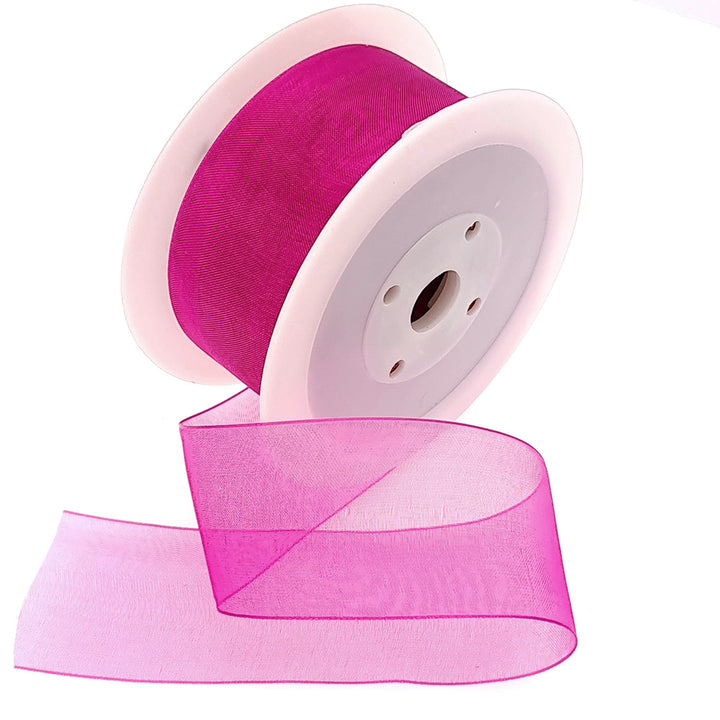 40mm or 25mm Organza Ribbon | Woven Edged |  25m Roll | Choice of Colours 