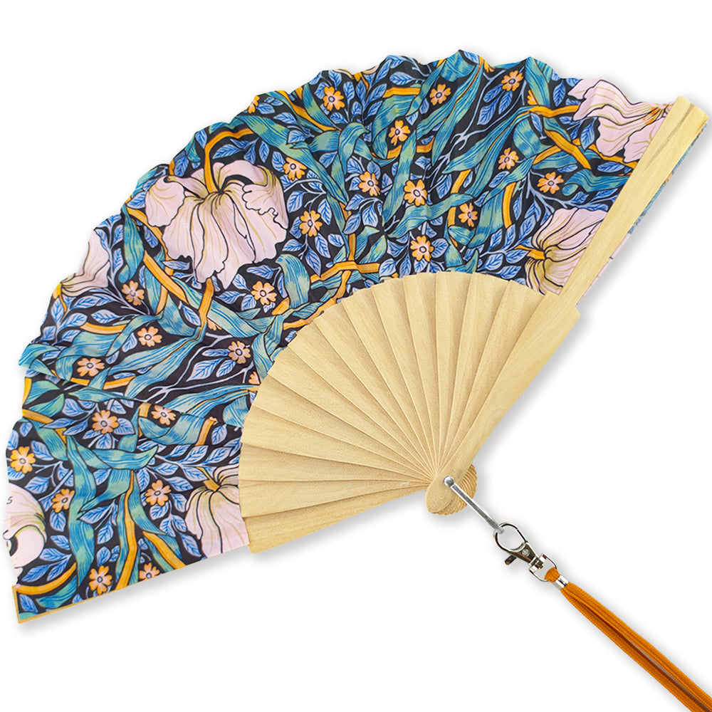 Pink Pimpernel Flower | William Morris Folding Hand Fan | Little Boxed Gift