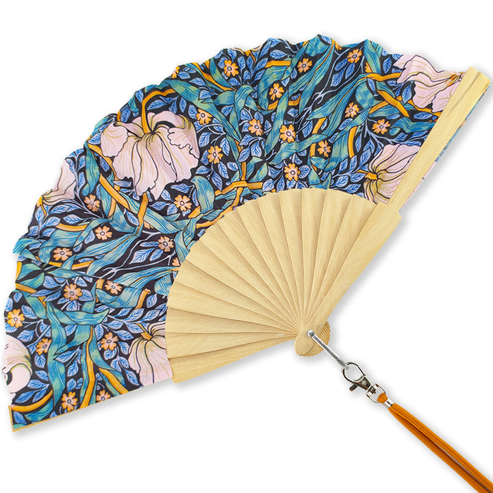 Pink Pimpernel Flower | William Morris Folding Hand Fan | Little Boxed Gift