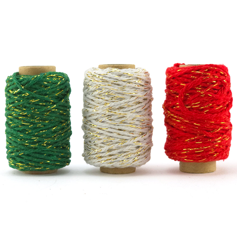 Bakers Twine Trio | 2mm Wide | 25m Reels | Gift Wrap & Cracker Tying