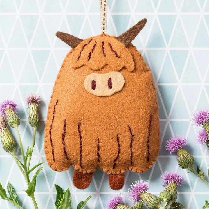 Highland Cow Hanging Ornament | Mini Felt Sewing Kit | Corinne Lapierre