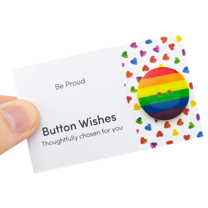 Be Proud | Rainbow | Button Wishes Sew On Token | Mini Gift | Cracker Filler