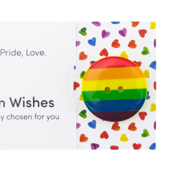 Proud, Pride, Love | Rainbow | Button Wishes Sew On Token | Cracker Filler