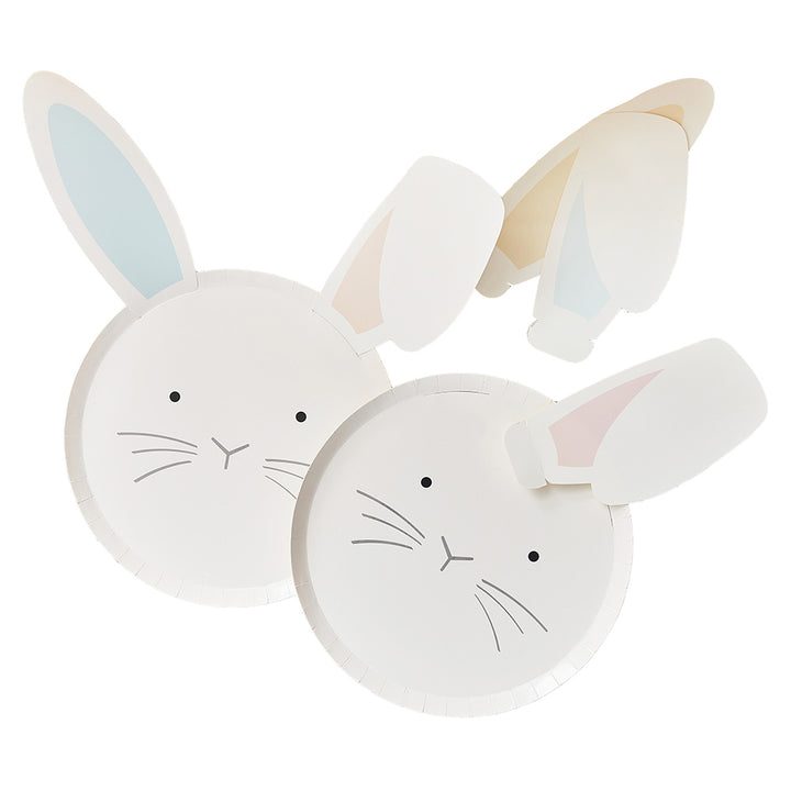 8 Paper Bunny Plates with Interchangeable Pastel Ears for Easter Parties