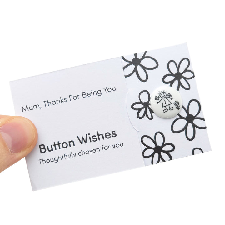 Mum, Thanks For Being You | Button Wishes Sew On Token | Cracker Filler