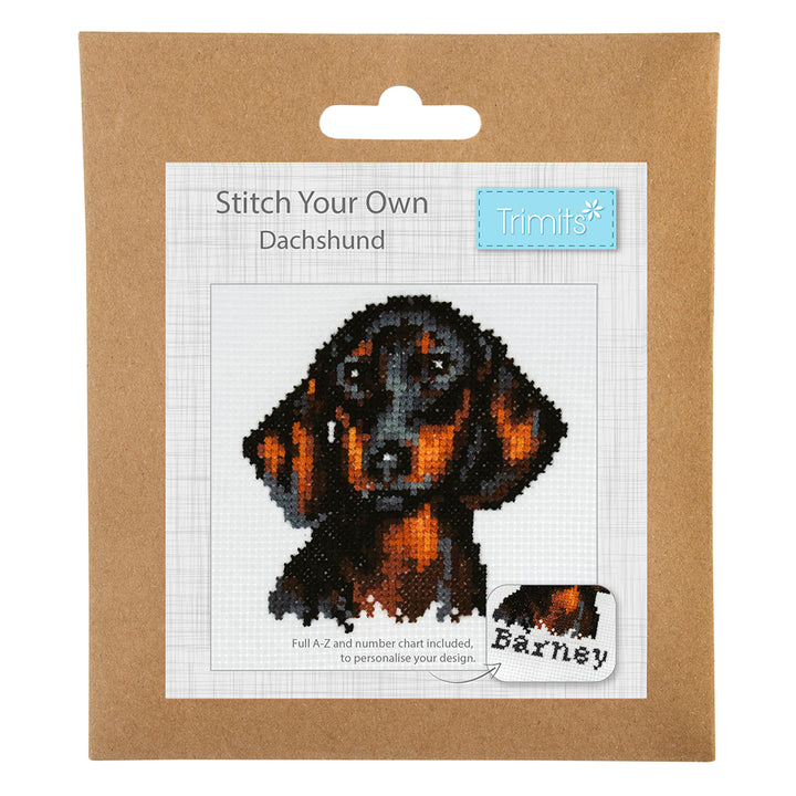 Dachshund | Personalisable | Cross Stitch | Complete Mini Kit | 13cm