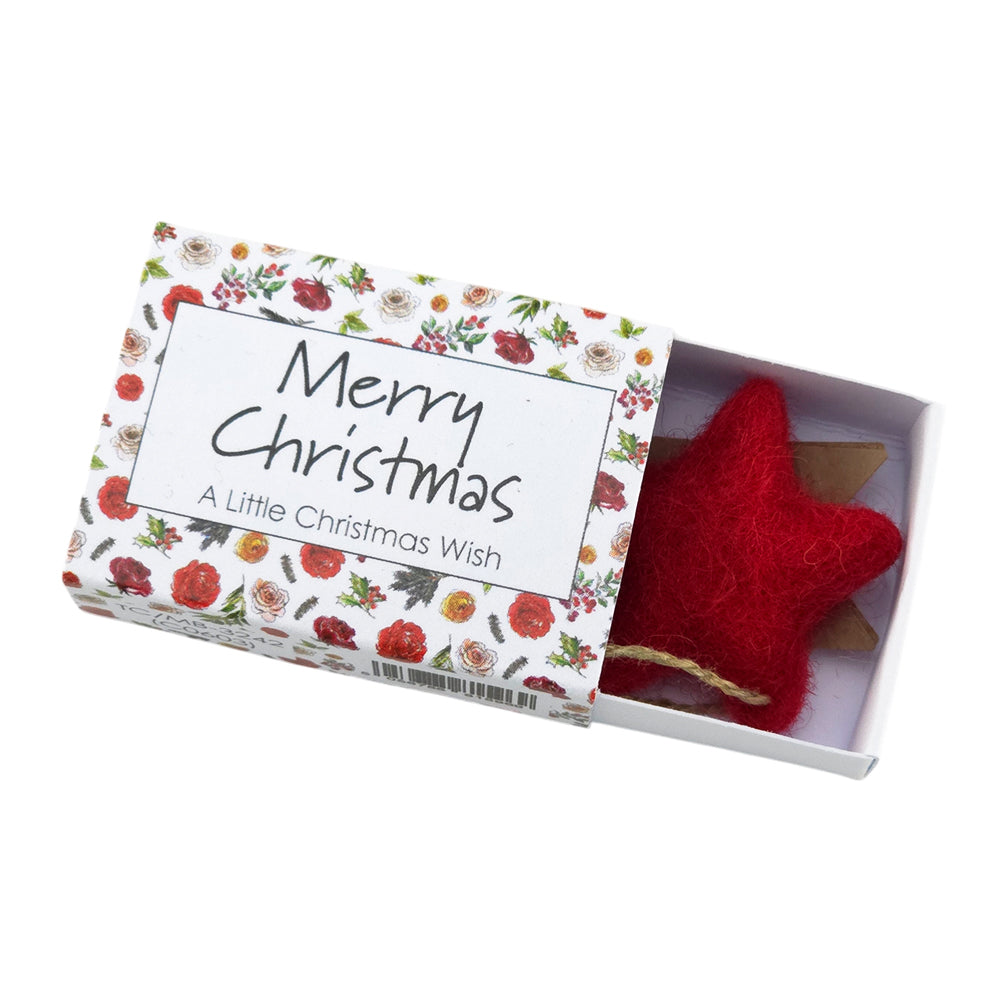 Christmas Flora | Hanging Felt Star | Cracker Filler | Mini Matchbox Gift