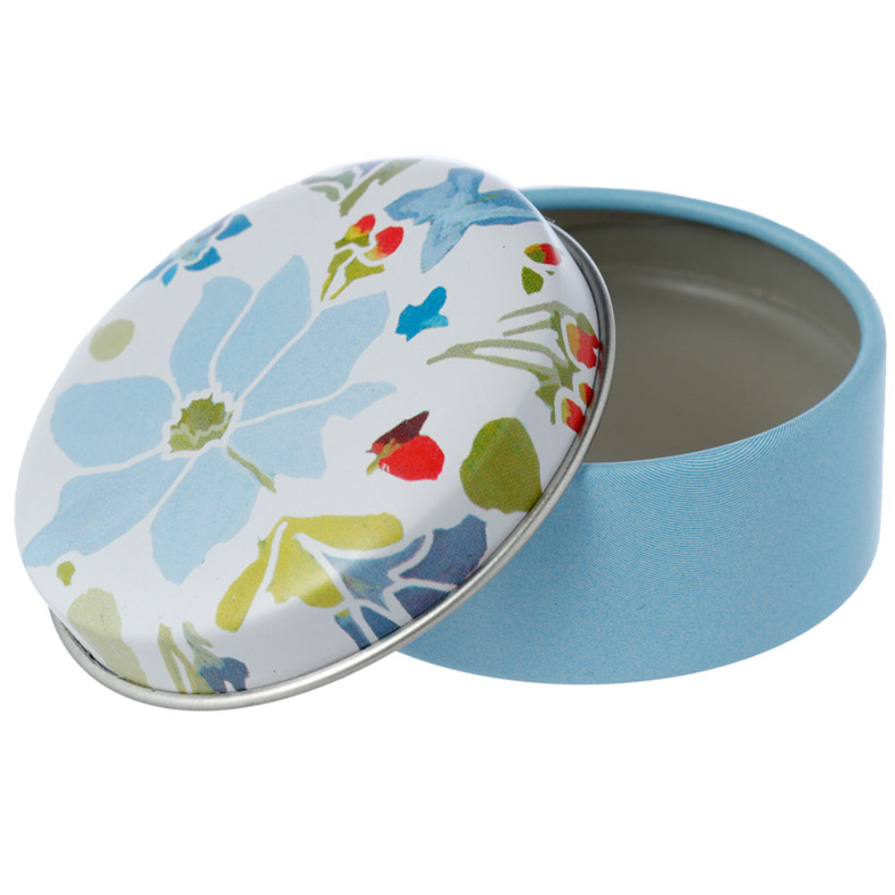 Pretty Blue Floral Lip Balm in Tin | Single | Mini Gift | Cracker Filler