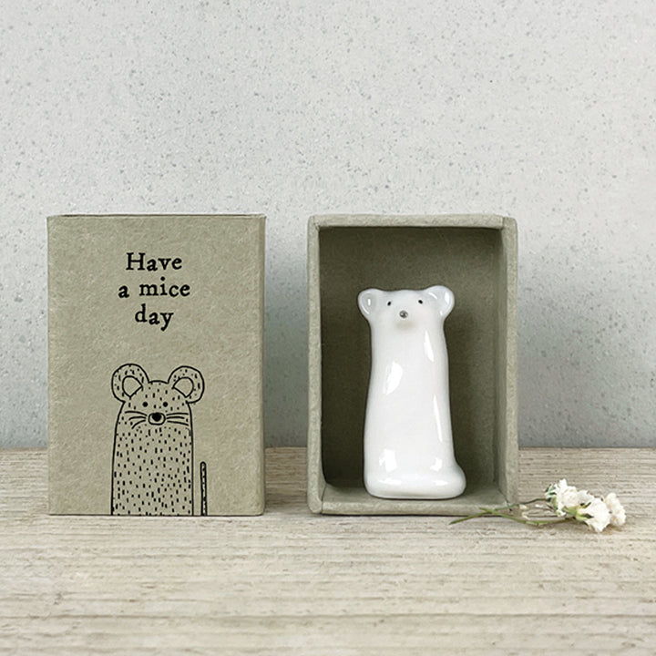 Have a Mice Day | Ceramic Mouse in a Matchbox | Cracker Filler | Mini Gift