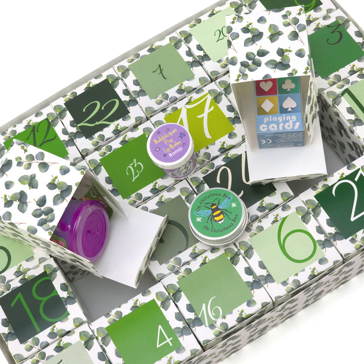 Advent Calendar Making Kit | 24 Cube Boxes & Outer Box | Watercolour Eucalyptus