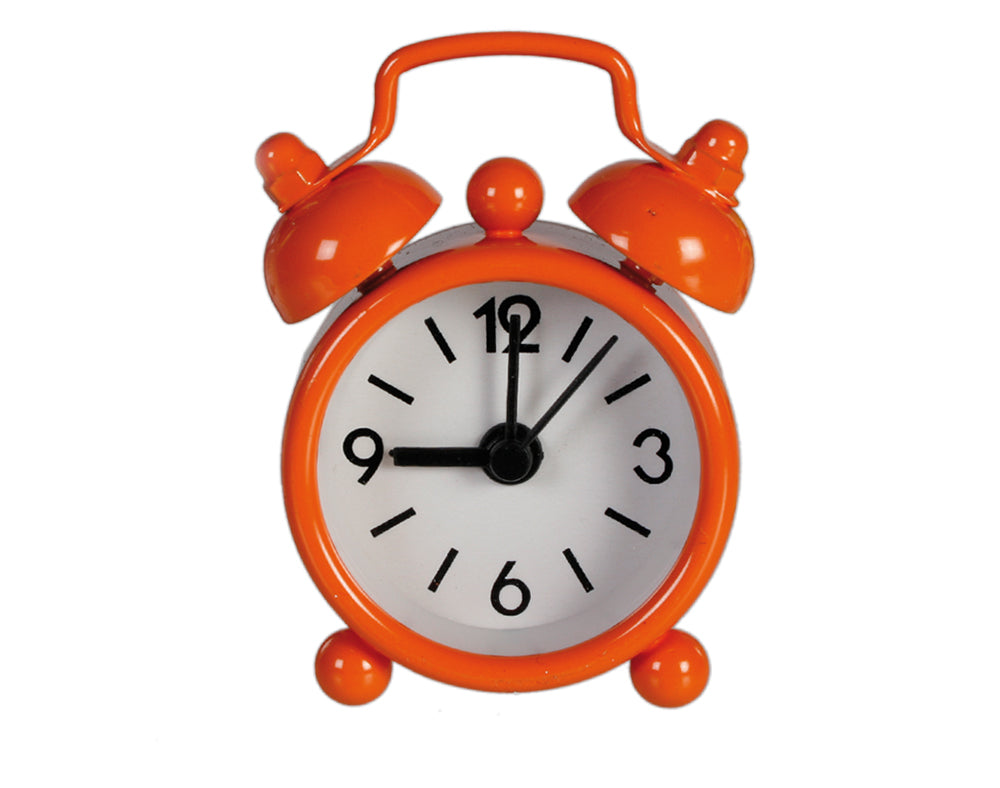 Orange Miniature Old Fashioned Style Alarm Clock | Cracker Filler | Mini Gift