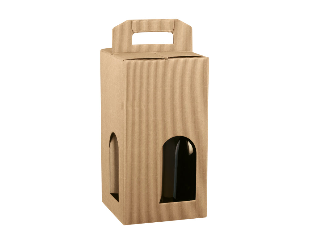 Corrugated Kraft Wine Bottle Gift Box for 4 Bottles