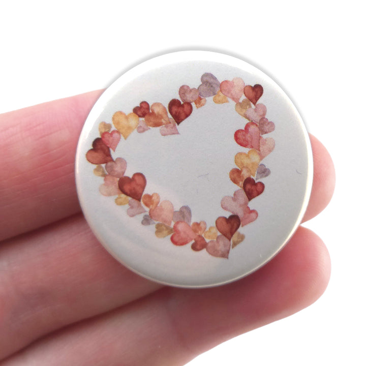 Watercolour Heart | 38mm Button Pin Badge | Little Valentines Cracker Filler
