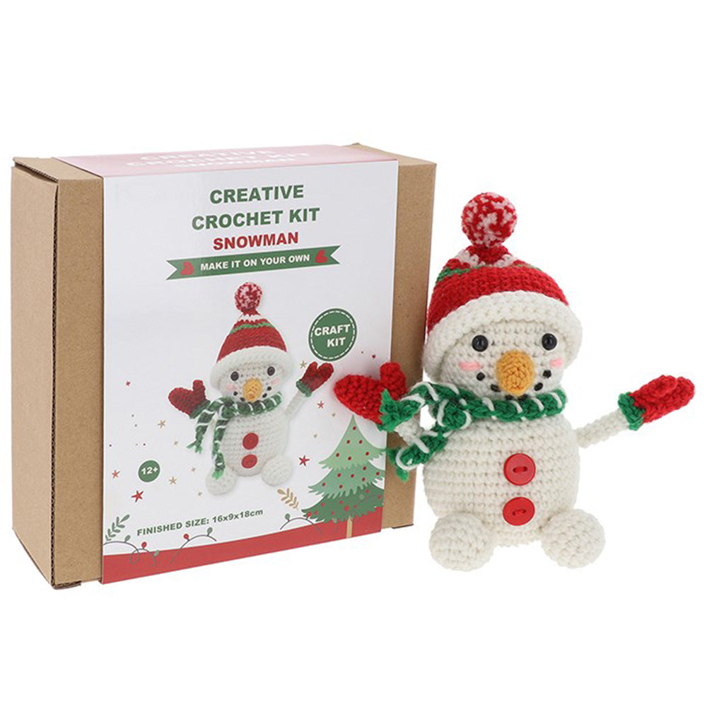 Snowman in Christmas Hat & Scarf | Complete Crochet Craft Kit for Adults