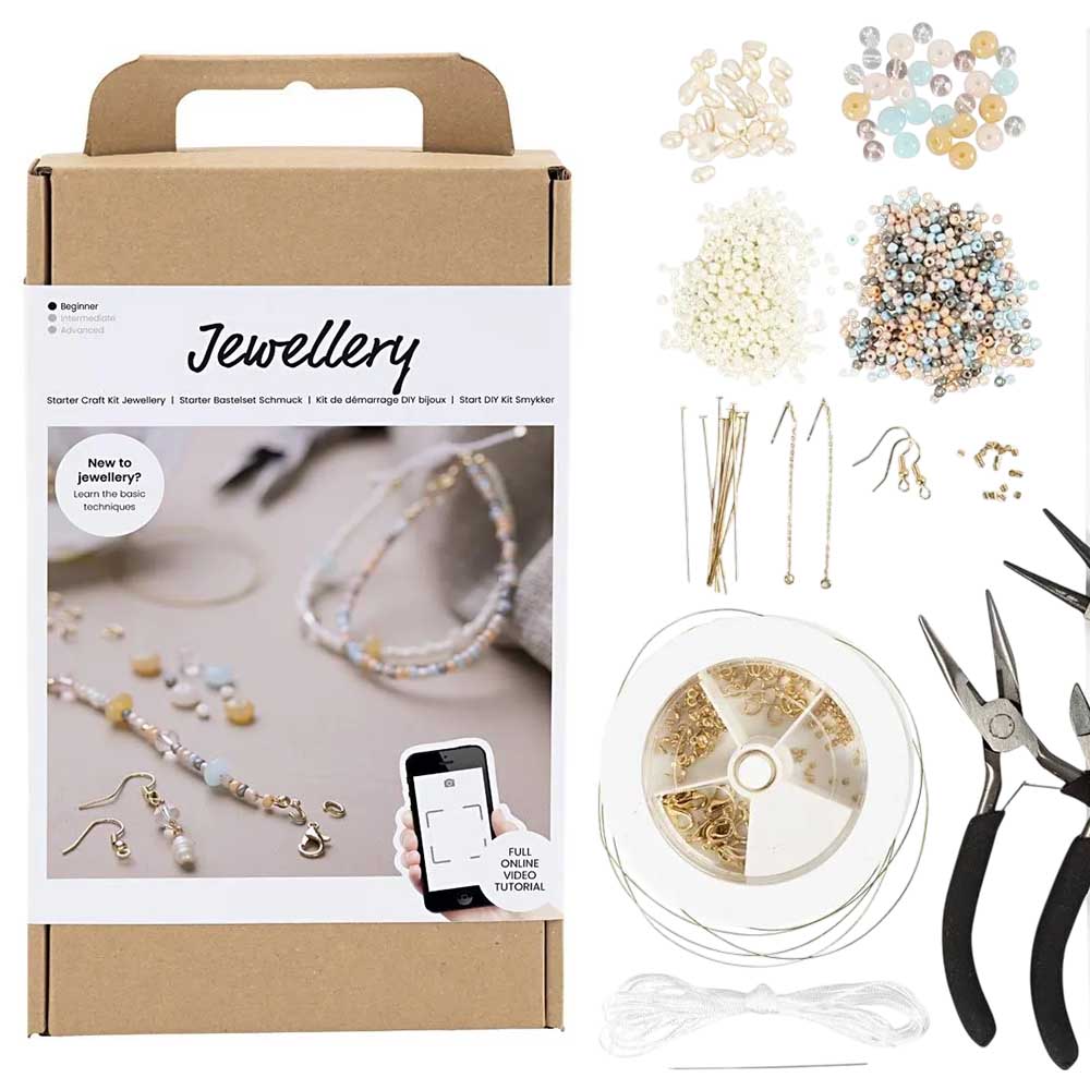 Classic Beads | Starter Craft Kit for Jewellery Making | Complete Kit with Tools