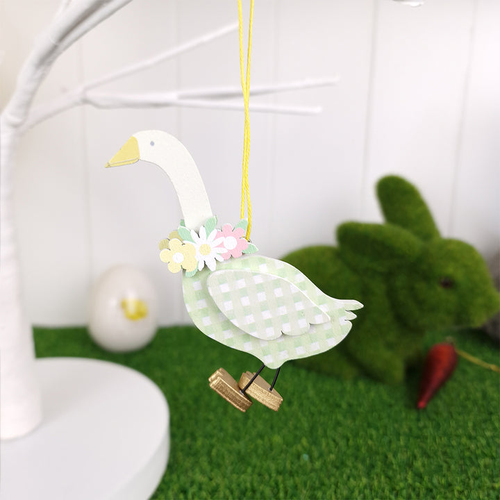 Green Mother Goose Easter Tree Decoration | Hanging Wooden Ornament | Gisela Graham