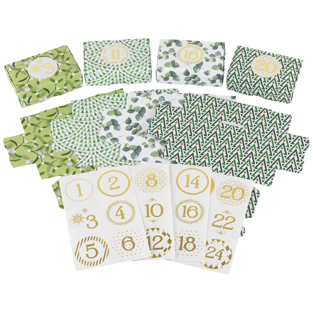 The Green Collection | 24 Christmas Advent Soap Boxes & Numbers | Ready to Fill