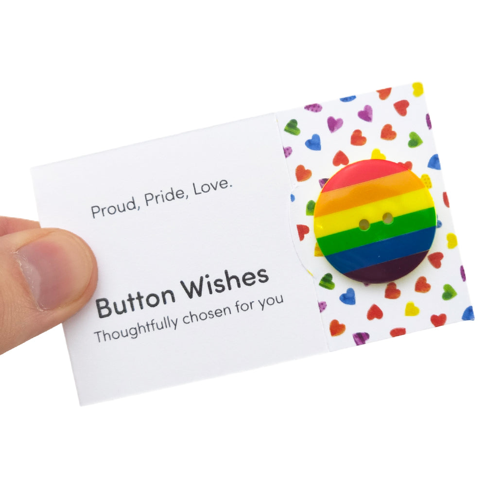 Proud, Pride, Love | Rainbow | Button Wishes Sew On Token | Mini Cracker Filler