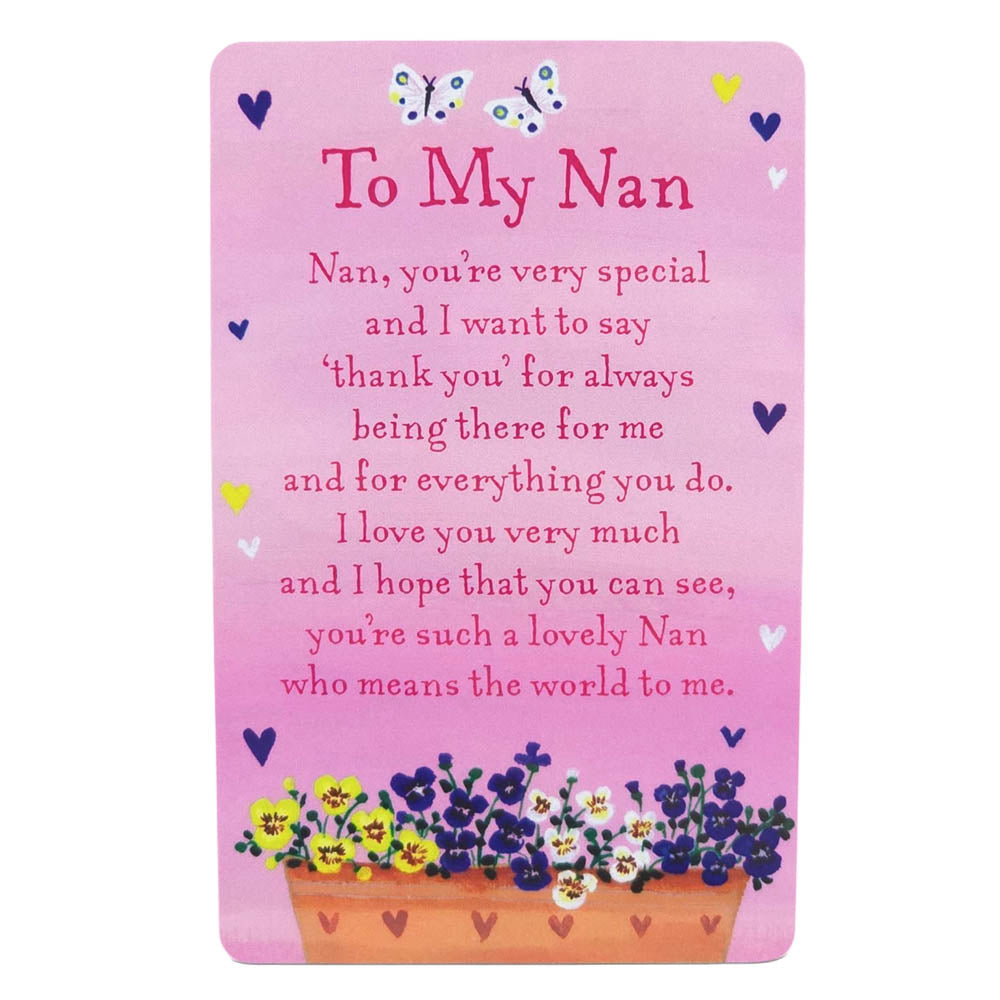 To My Nan | Mini Keepsake Card With Verse | Cracker Filler | Little Gift