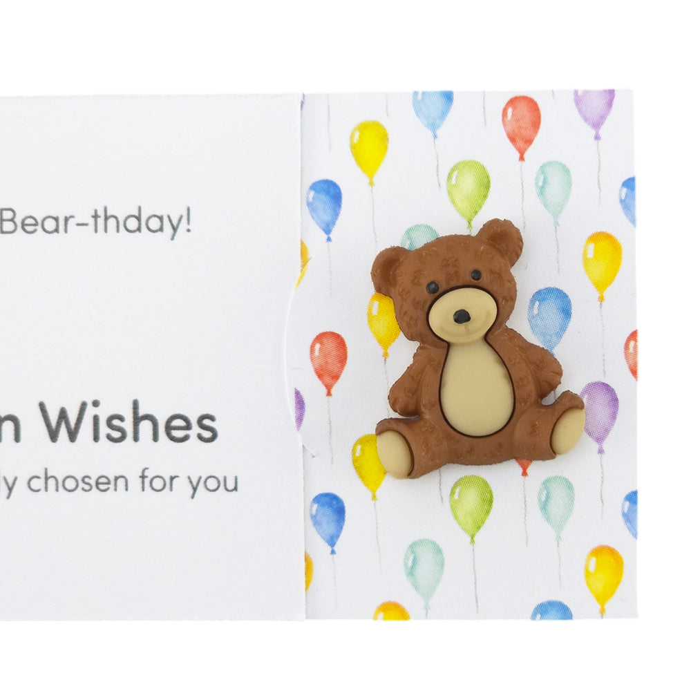 Happy Bear-thday! | Teddy Bear | Button Wishes Sew On Token | Cracker Filler