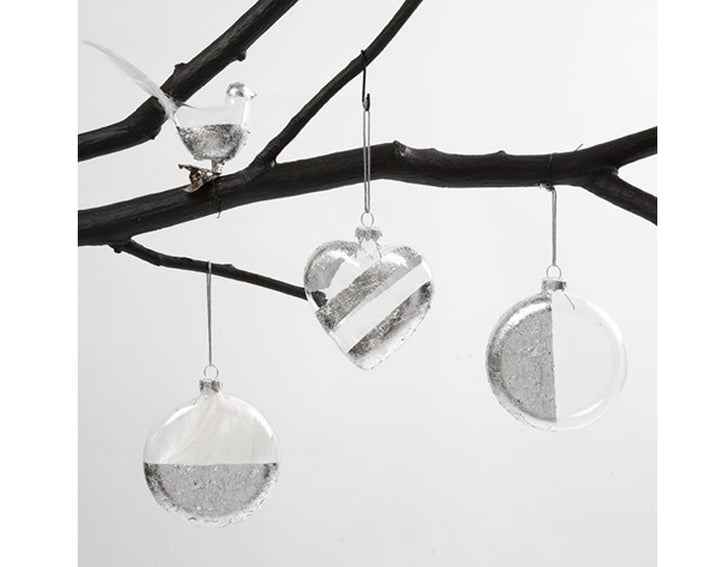 Fillable Clear Glass Baubles | Heart Shaped | 90mm | Box of 6 | Tree Decorations