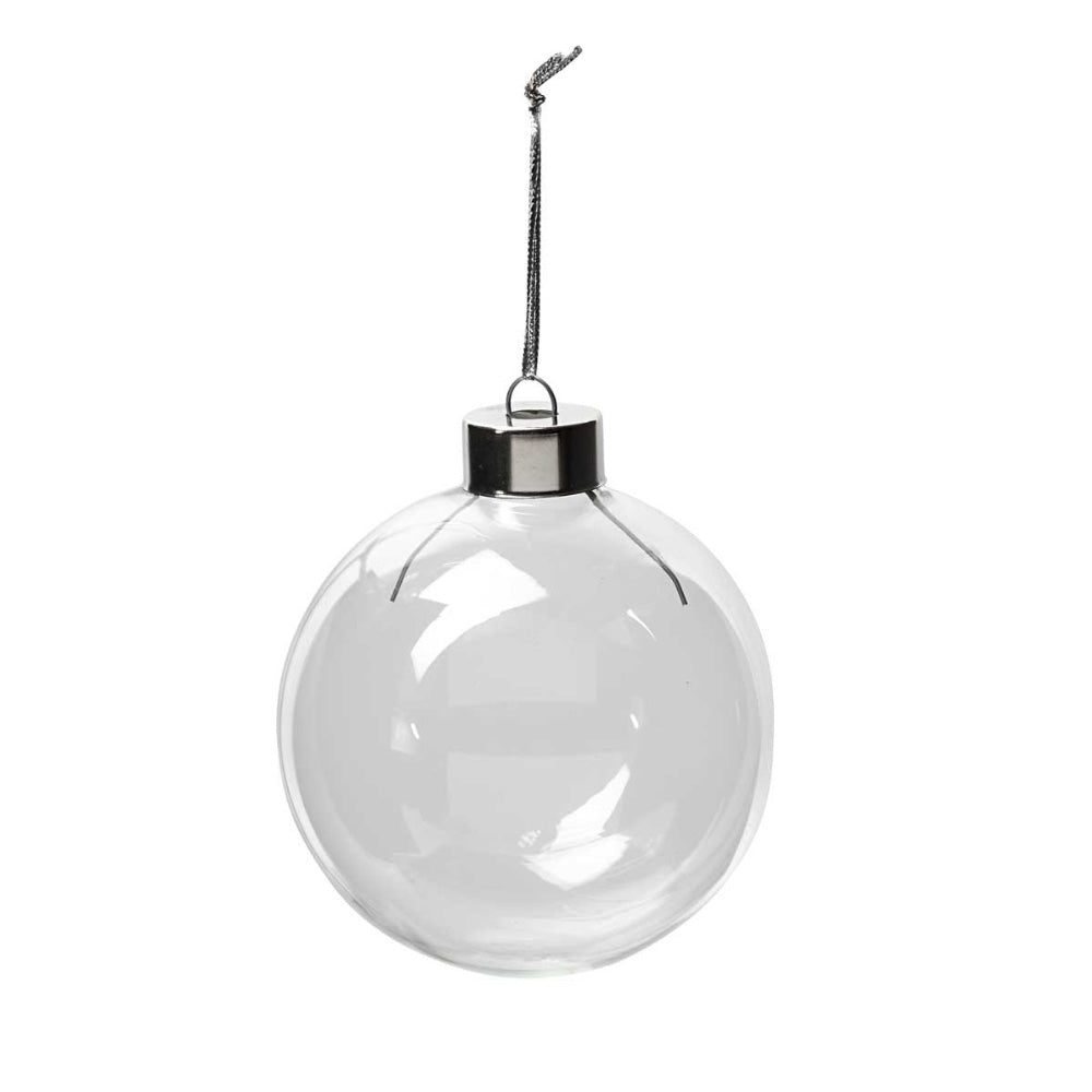 6 Fillable 80mm Clear Glass Bauble Christmas Ornaments for Tree Decoration