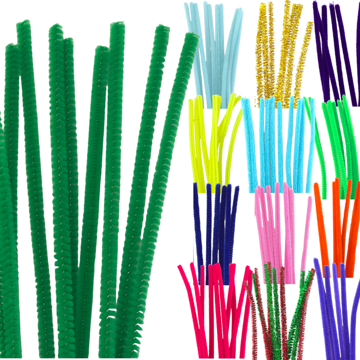 Single Colour | 30cm Craft Pipecleaners | Chenille Stems | 6mm Wide | Pack of 10